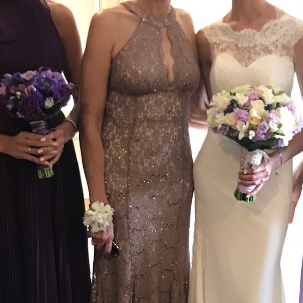 R&M Richards Glitter Lace Keyhole Gown